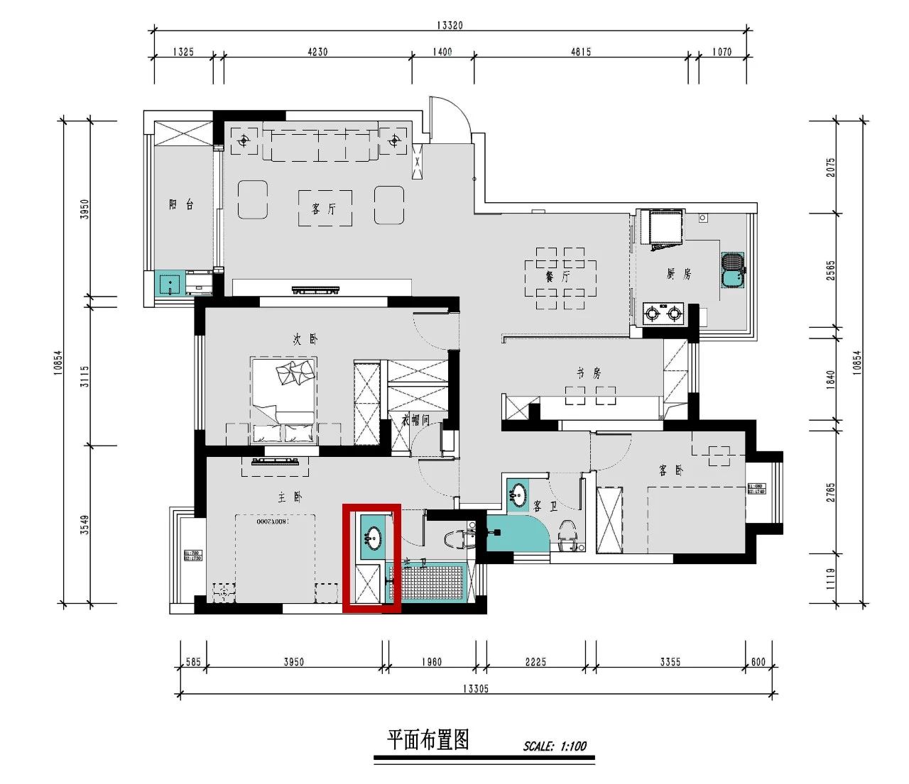 南京聚宝山庄137平米现代风格装修 年轻人的婚房可以这样装修13平面布置图