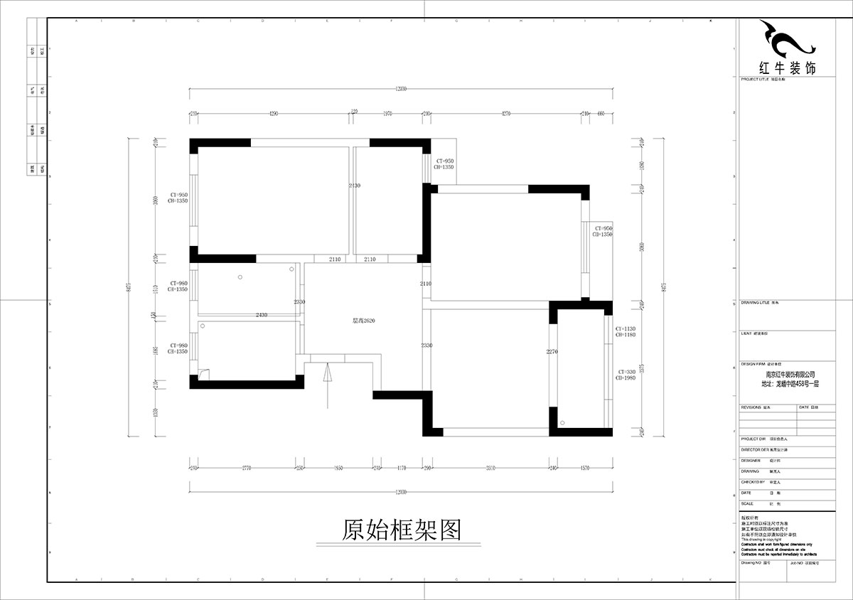孟宪涛|盘城新居43-2-1103-90㎡-简约风格|3室2厅1卫|新房装修|定制家¥113156|全包12万|00_01原始框架图