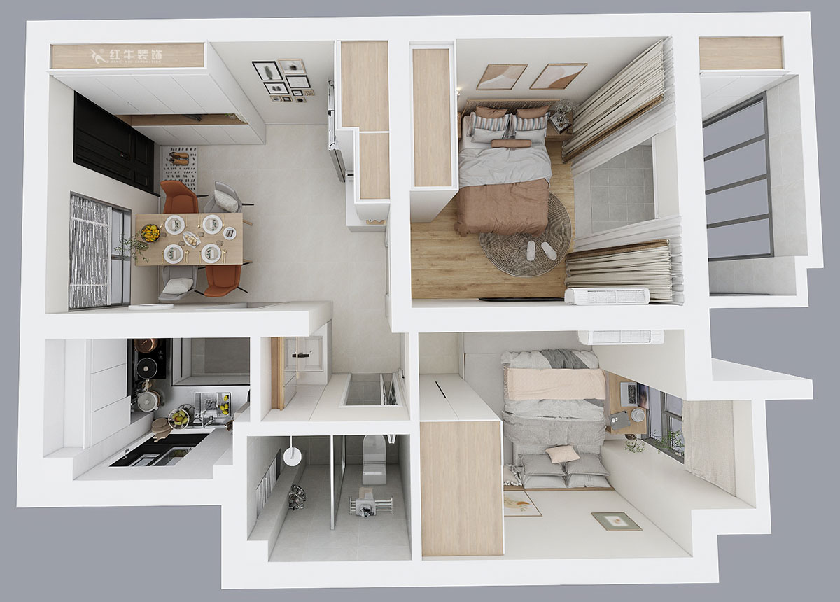贾庭|化建二村2-304-50㎡-现代风格|2室1厅1厨1卫|新房装修|定制家|全包8