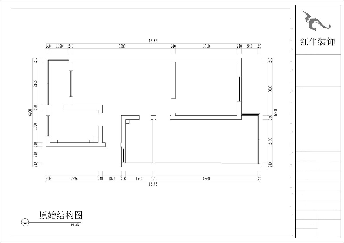 张桐玮|四方新村七村2-405-85㎡-现代简约风格|3室1厅1卫|毛坯装修|定制家|全包10万|00_01原始结构图