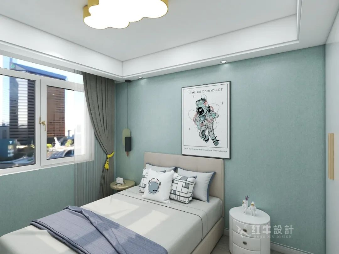 贾庭_领航国际设计--大名城 · 紫金九号100㎡后现代奢华09效果图欣赏_朝南次卧_小孩房