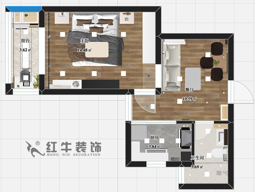张智猿_银龙四期11栋2-706-42㎡-现代简约风格_1室1厅1卫(老房装修)_定制家¥79453_全包8万00_03彩平图