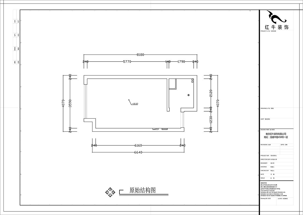 张智猿|海赋尚城6-508-40㎡挑高-现代简约风格|1室1厅1卫|新房装修|定制家¥100000|全包11万|00_01原始结构图