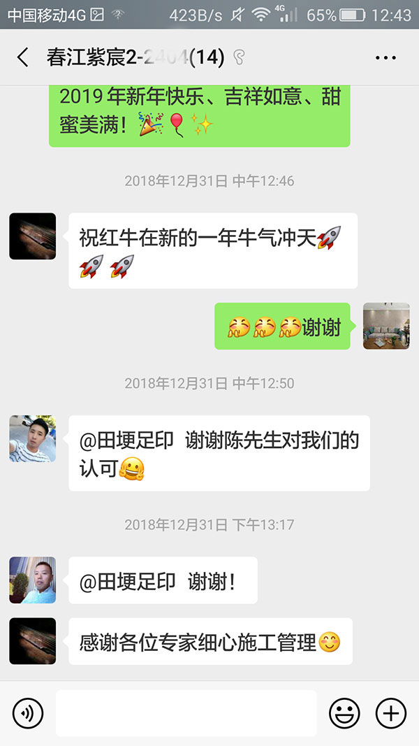 南京春江紫宸装修客户：感谢各位专家细心施工管理