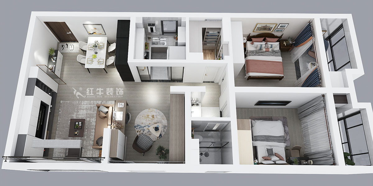 顾娟|御道嘉庭5-2-610-107㎡-现代风格|3室2厅1卫|新房装修|定制家¥134800|全包15万|00_04鸟瞰图