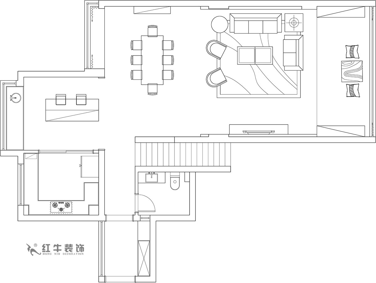 【实景案例】余玮_栖园-200㎡-轻奢风格_4室3厅3卫(新房装修)_全包35万00_02一楼是日常休闲的活动区域