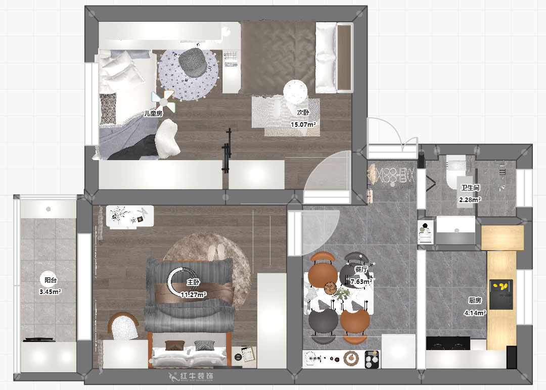 贾庭|盐仓桥48号1-402-55㎡-现代风格|2室1厅1厨1卫|老房装修|定制家|全包8