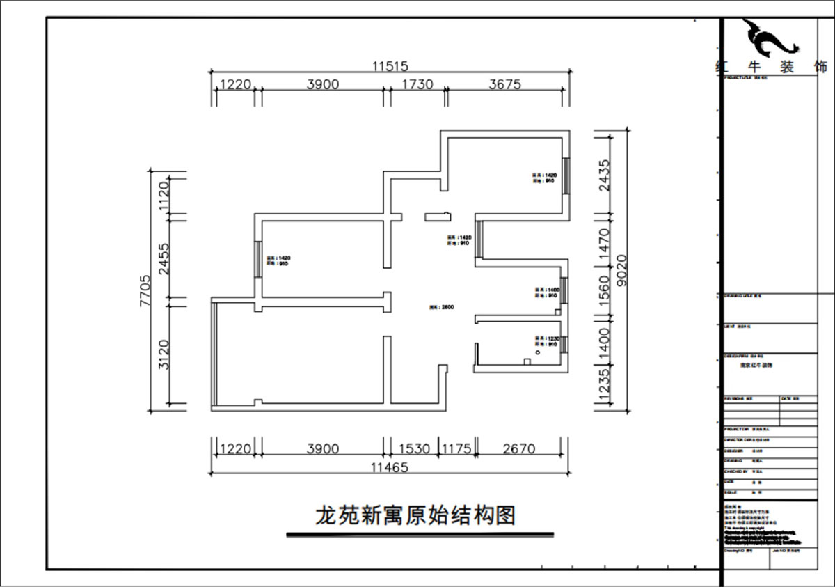 朱彦|龙苑新寓四村6-22-302-75㎡-现代简约风格|2室2厅1卫|老房改造|定制家|全包10万|00_01原始结构图