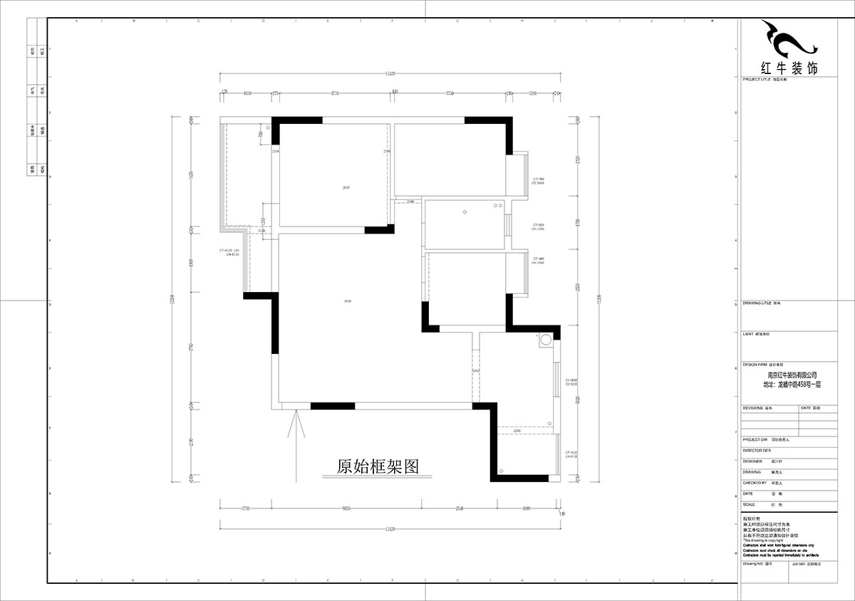 孟宪涛|桥西苑2-1-1104-108㎡-简约风格|3室2厅1卫|老房装修|定制家|全包14万|00_01原始框架图