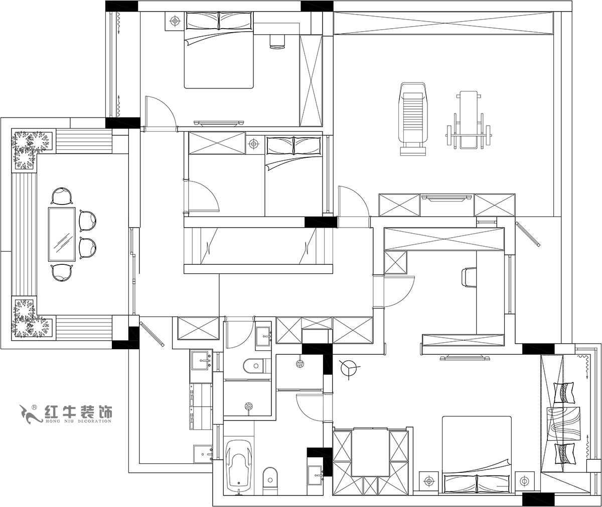 【实景案例】余玮_栖园-200㎡-轻奢风格_4室3厅3卫(新房装修)_全包35万00_04二楼作为休息区和工作区