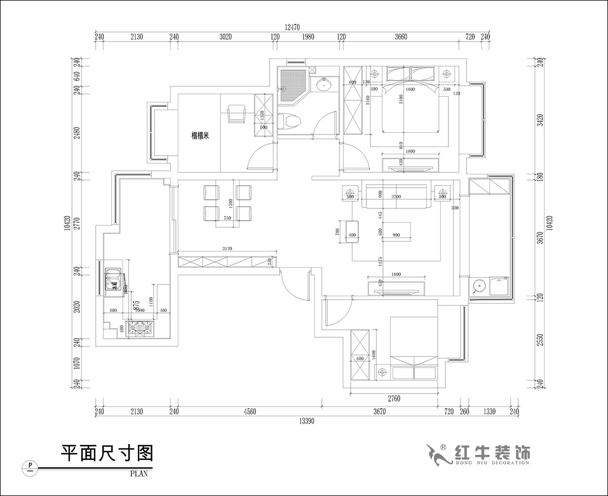 张桐玮｜恒大林溪郡13-1001-99㎡-简欧风格｜3室1厅1卫｜新房装修｜定制家￥122000｜全包13万｜00_03家具尺寸图