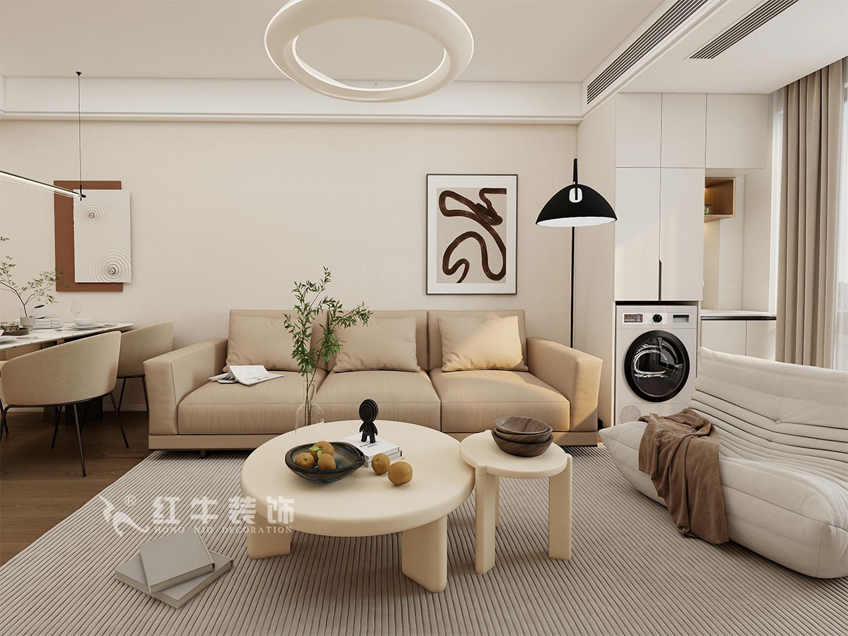 南京93㎡现代简约风装修，卧室弧形阳台，舒适惬意