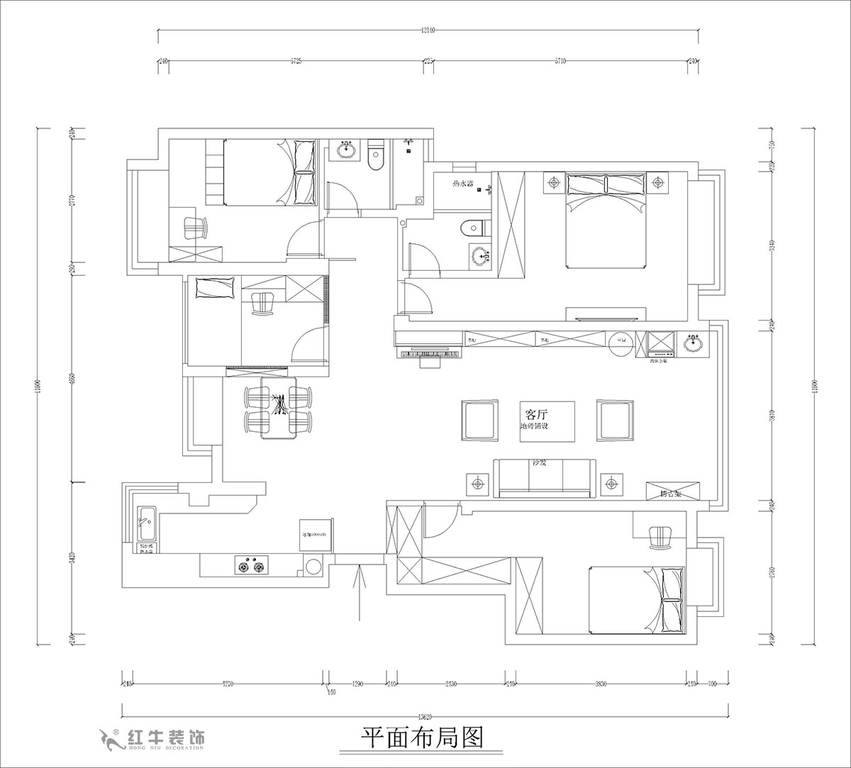 孟宪涛|高科荣域8-2-303-133㎡-简约中式风格|4室2厅2卫|老房装修|定制家|全包17