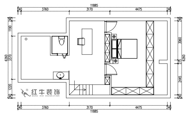 张桐玮|雨花村19-701-110㎡-现代简约风格|3室2厅1卫|新房装修|定制家¥124244|全包12万|00_04二层平面方案