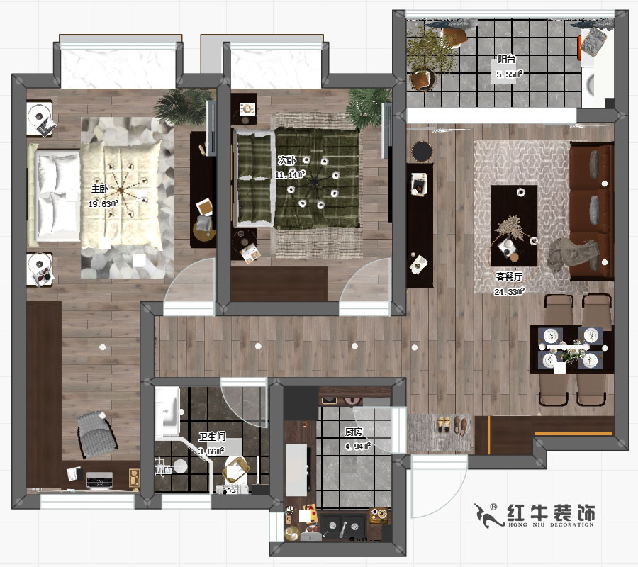 刘小勇_仙林悦城7-2403-89㎡-现代简约风格_2室1卫_成品家¥11