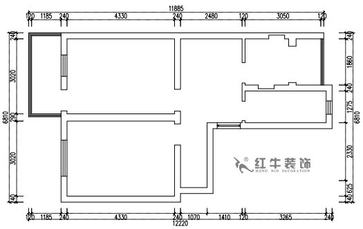 张桐玮_武定新村41-402-60㎡-简欧风格_2室1厅1卫(老房装修)_定制家¥83500_全包10万00_01原始结构图