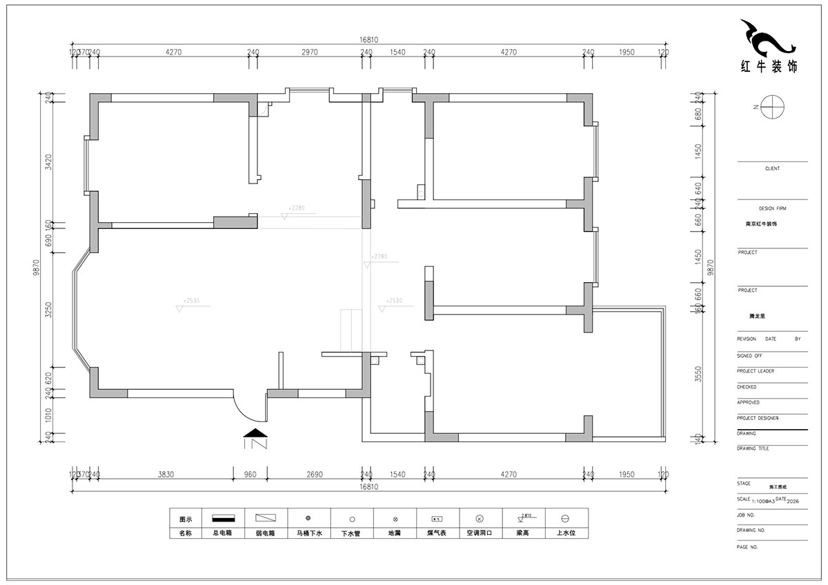 朱明琪|腾龙里54号501室-150㎡-现代简约风格|4室2厅2卫1厨1阳台|老房装修|定制家|全包21万|00_01原始结构图