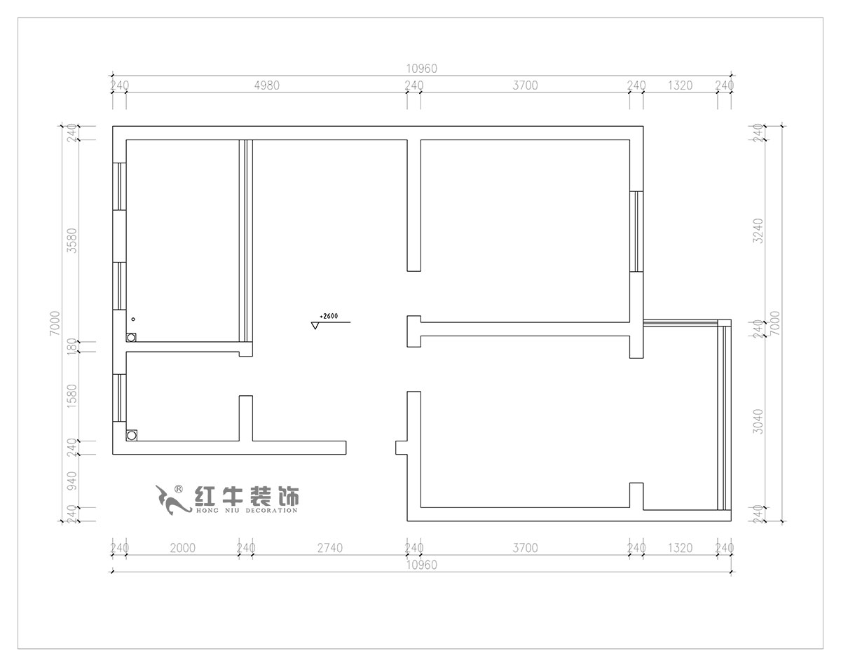 朱明琪|旭光里57-4-407-69㎡-现代简约风格|2室2厅1卫|老房翻新|定制家¥113520|全包11万|00_01原始墙体图