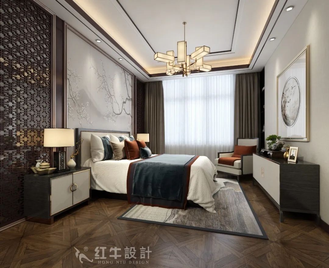 领航国际设计--创源龙樾140㎡新中式风格06效果图欣赏_创源龙樾140平方C1-户型卧室