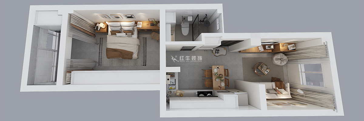 陶阳|来凤里小区7-79号601-50㎡-现代简约风格|2室2厅1卫|二手房装修|定制家|全包10万|00_04鸟瞰图