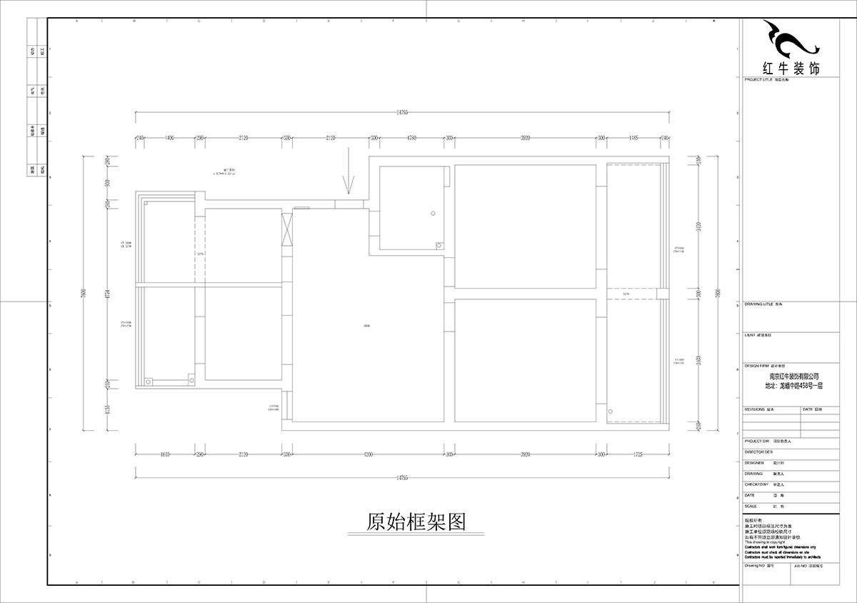 【实景案例】孟宪涛|估衣廊18号305-100㎡-现代简约风格|3室2厅1卫|老房装修|定制家|全包13万|00_01原始框架图