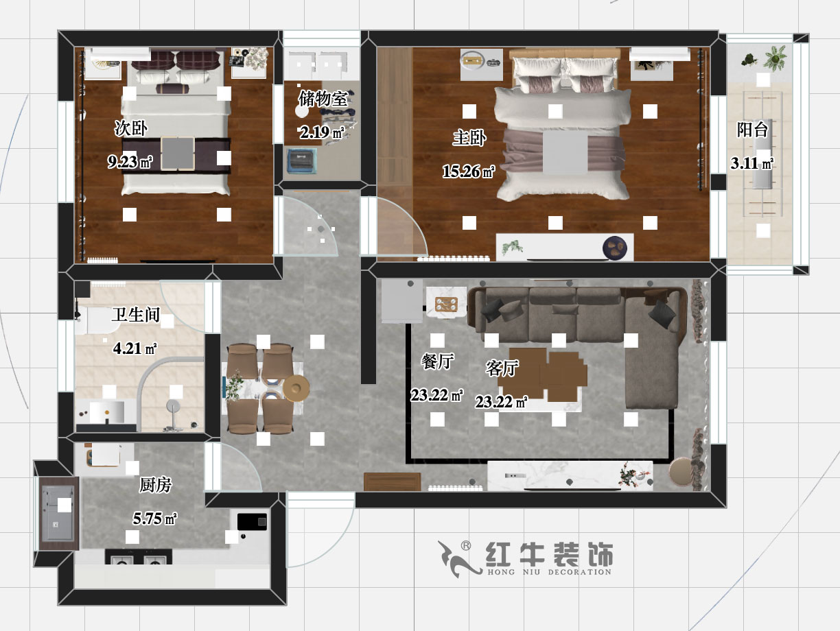 张智猿_九华山2号201-80㎡-简约风格_2室2厅1卫(旧房装修)_成品家¥115756_全包11