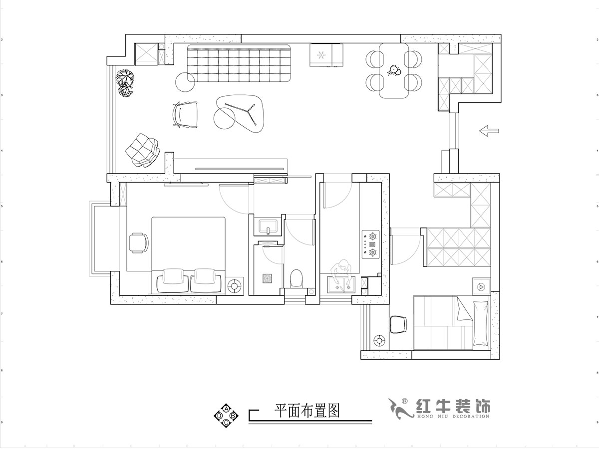 张智猿|华山山庄4-1102-89㎡-现代风格|2室2厅1卫|老房装修|定制家¥130859|全包14万|00_02平面布置图