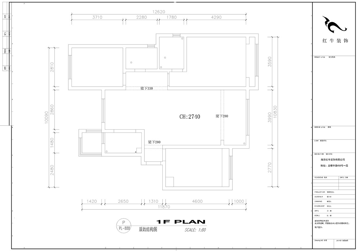 【实景案例】高灵慧|弘阳时光印象1-201-115㎡-现代风格|3室2厅2卫|定制家¥154784|全包15万|00_01原始结构图
