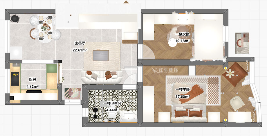 刘萍萍|民佳园10-1-702-75+50㎡-奶油风|3室2厅2卫|老房装修|定制家|全包20