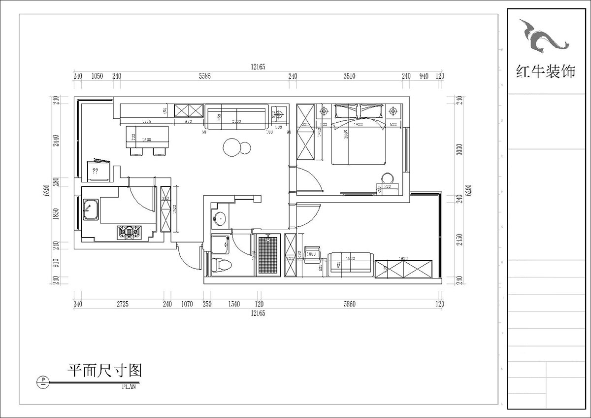 张桐玮|四方新村七村2-405-85㎡-现代简约风格|3室1厅1卫|毛坯装修|定制家|全包10万|00_03平面尺寸图