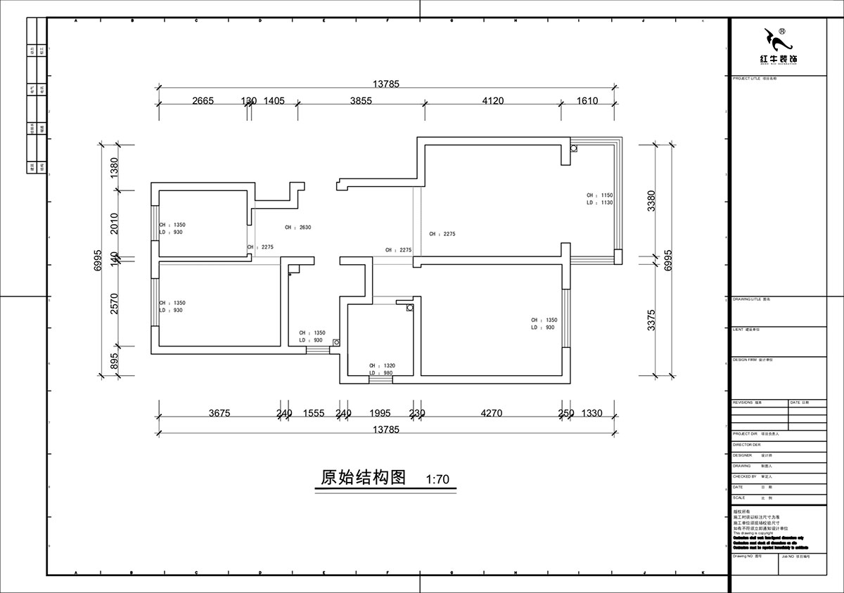 蒋琛|白云雅居21-202-88㎡-现代简约风格|3室2厅1卫|新房装修|定制家|全包11万|00_01原始结构图