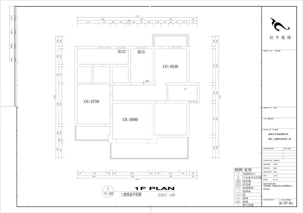 刘小勇|郦湖美墅90-102-190㎡-现代风格|4室2厅3卫|新房装修|定制家¥288000|全包33万|00_02二楼原始结构图
