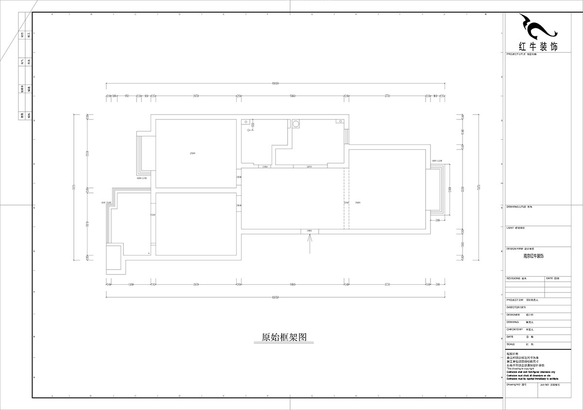 孟宪涛|东城水岸5-202-99㎡-简约风格|2室2厅1卫|老房装修|定制家|全包14万|00_01原始框架图