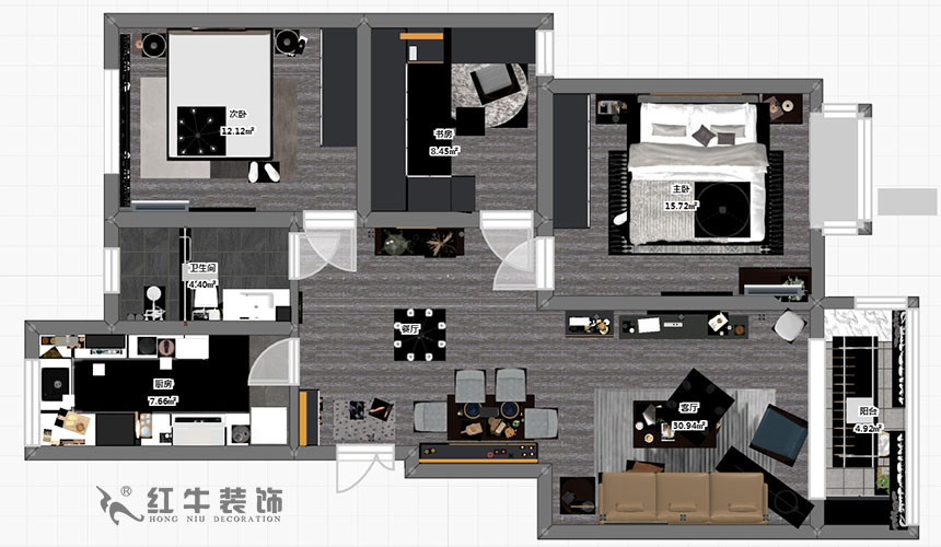 吴波_华汇康城23-404-105㎡-现代风格_3室2厅1卫(旧房装修)_定制家¥155943_全包15