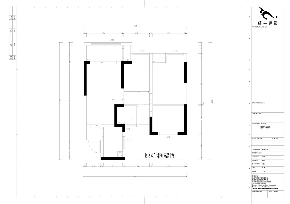 孟宪涛|江城苑6-2-1704-88㎡-简约风格|3室2厅1卫|新房装修|定制家|全包12万|00_01原始框架图