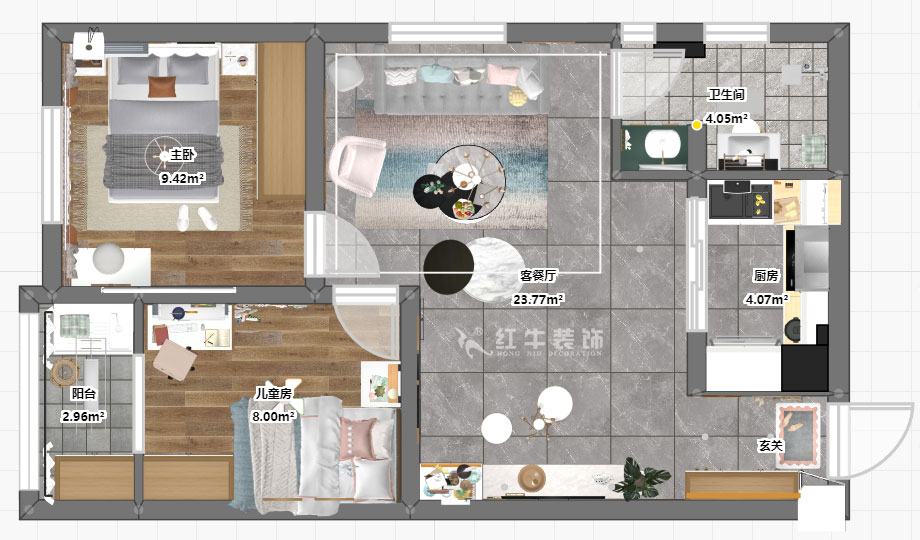高灵慧|象山和园2-2-907-72㎡-北欧风格|2室1厅1卫|老房装修|定制家¥100580|全包10
