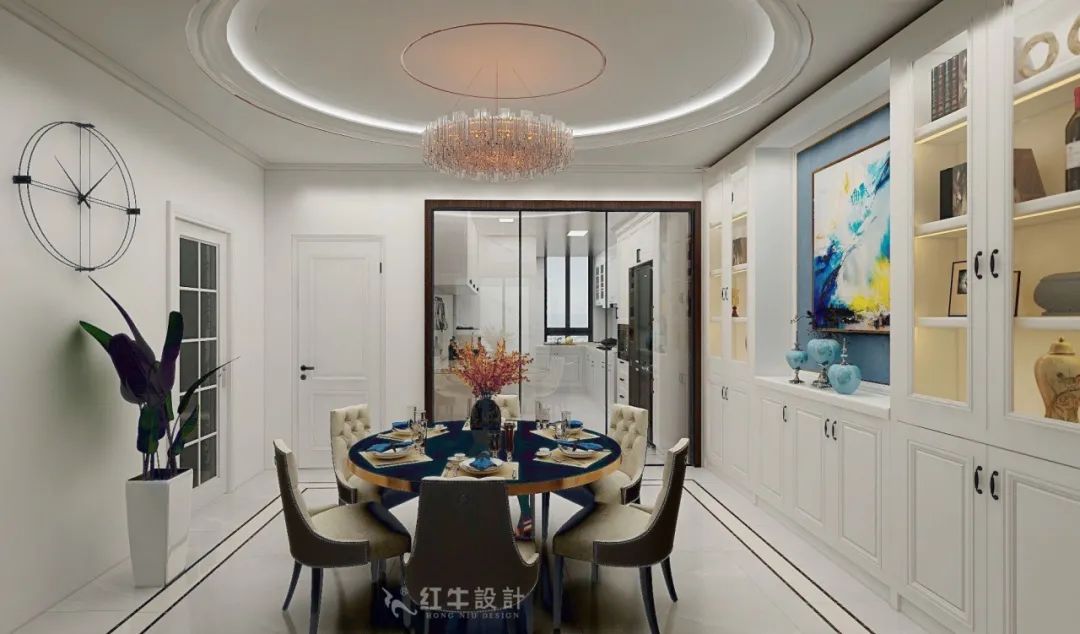 魏明花_领航国际设计--大名城 · 紫金九号118㎡轻奢风格06效果图欣赏_餐厅