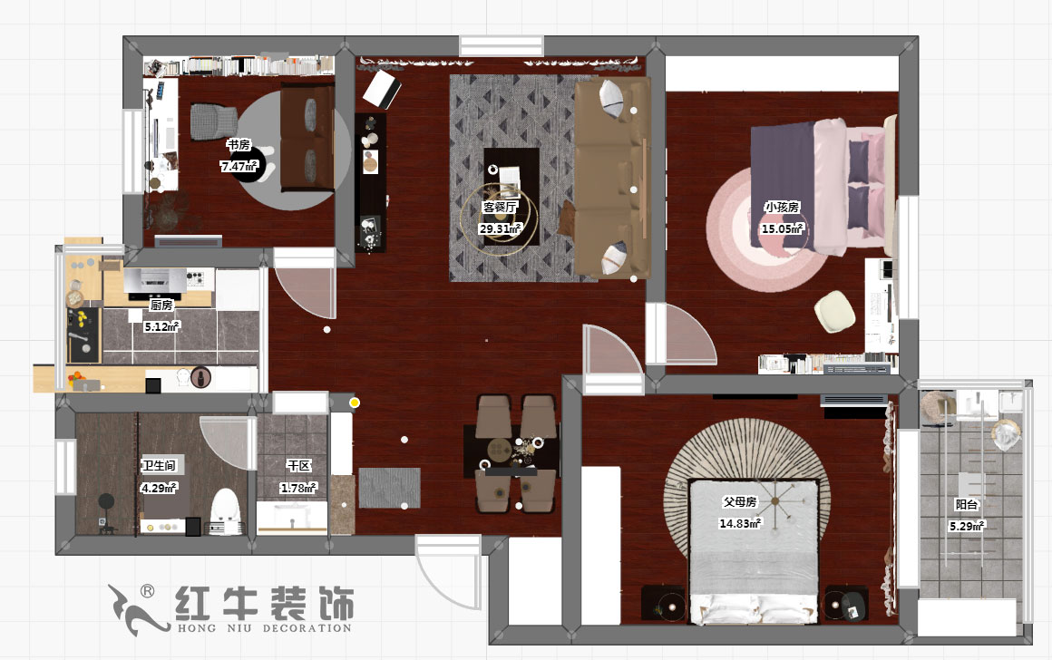 顾娟_怡居园5-19-302-102㎡-现代风格_3室2厅1卫(老房装修)_定制家¥130000_全包13万00_03彩平图