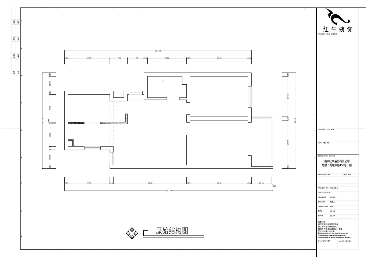 张智猿|泰和园12-606-87㎡-现代风格|2室1厅1卫|老房装修|定制家|全包14万|00_01原始结构图