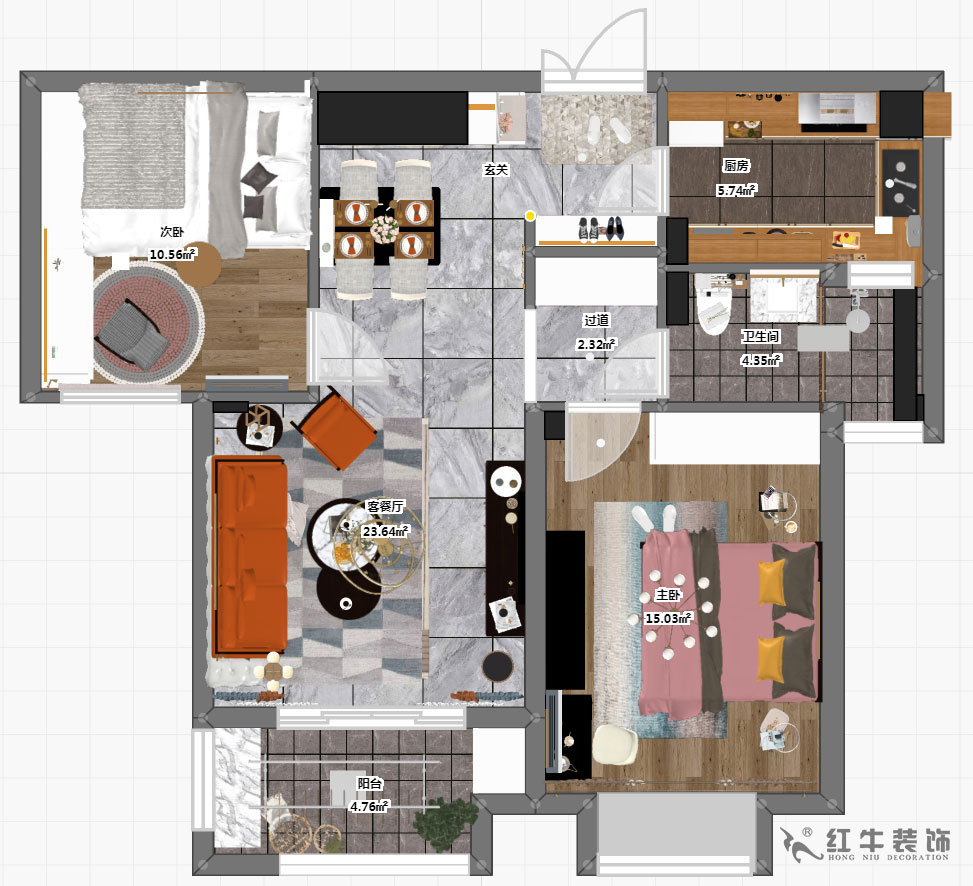 刘萍萍_旭日爱上城5区3-2405-90㎡-轻奢风格_2室2厅1卫(老房装修)_定制家¥124010_全包12
