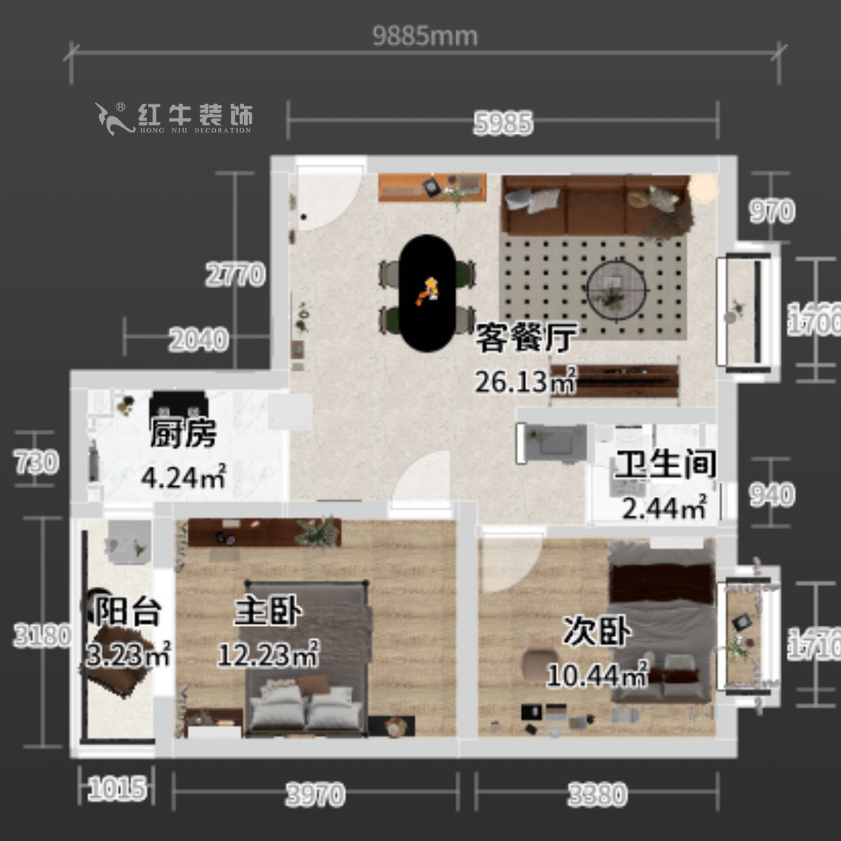 蒋琛|百家湖西花园伦敦城23-801-75㎡-复古风|2室1厅1卫|二手房装修|定制家|全包12万|00_03平面彩图