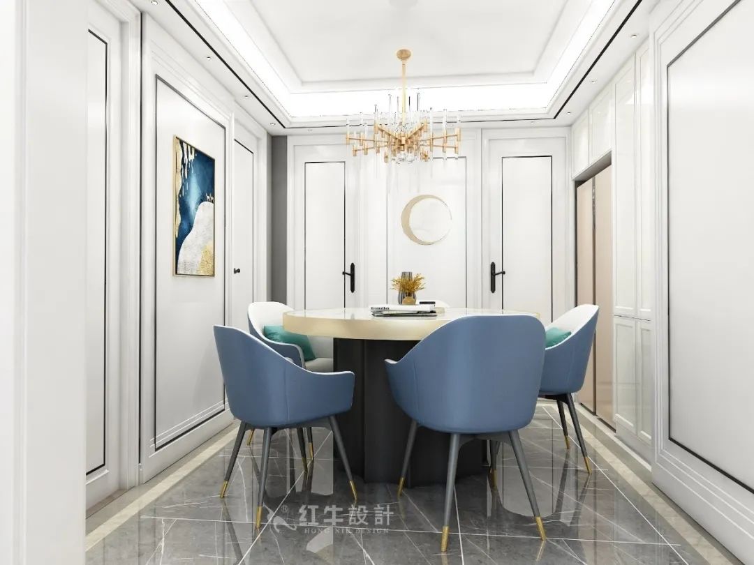 顾娟_领航国际设计--中垠紫金官邸137㎡(F户型)轻奢风格06效果图欣赏_客厅