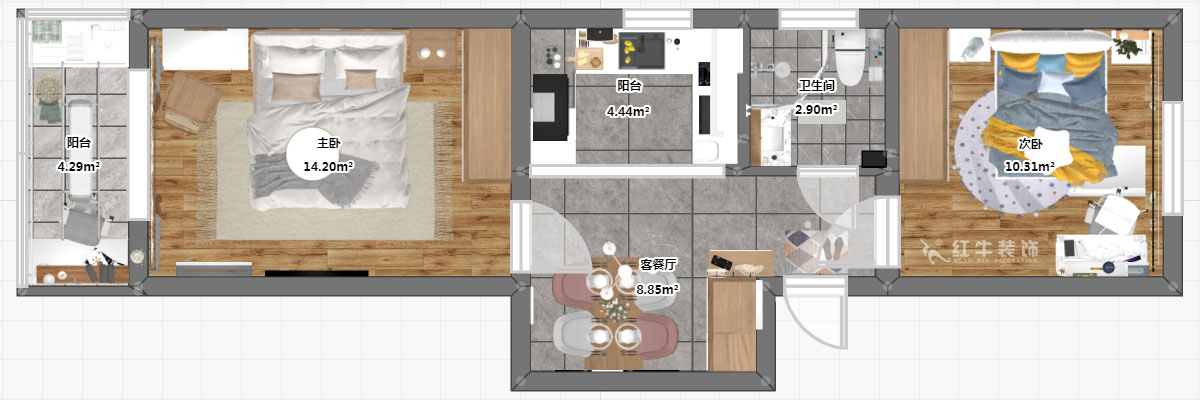 高灵慧|宁夏路17-1号4-302-60㎡-北欧风格|2室1厅1卫|老房装修|定制家¥79500|全包7