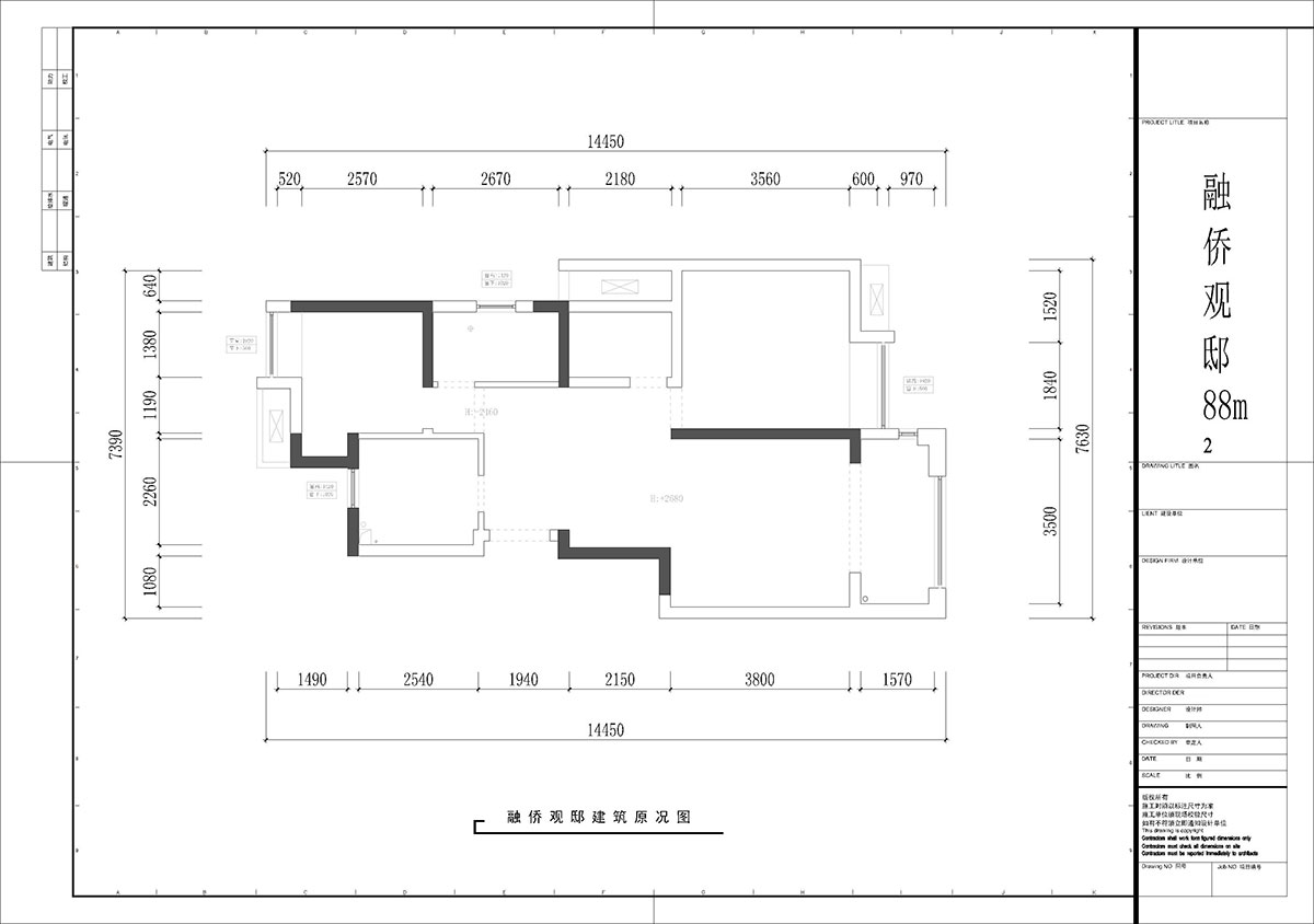 【实景案例】张桐玮|融侨观邸-88㎡-黑白极限风|3室2厅1卫|新房装修|定制家|全包12万|00_01建筑原况图